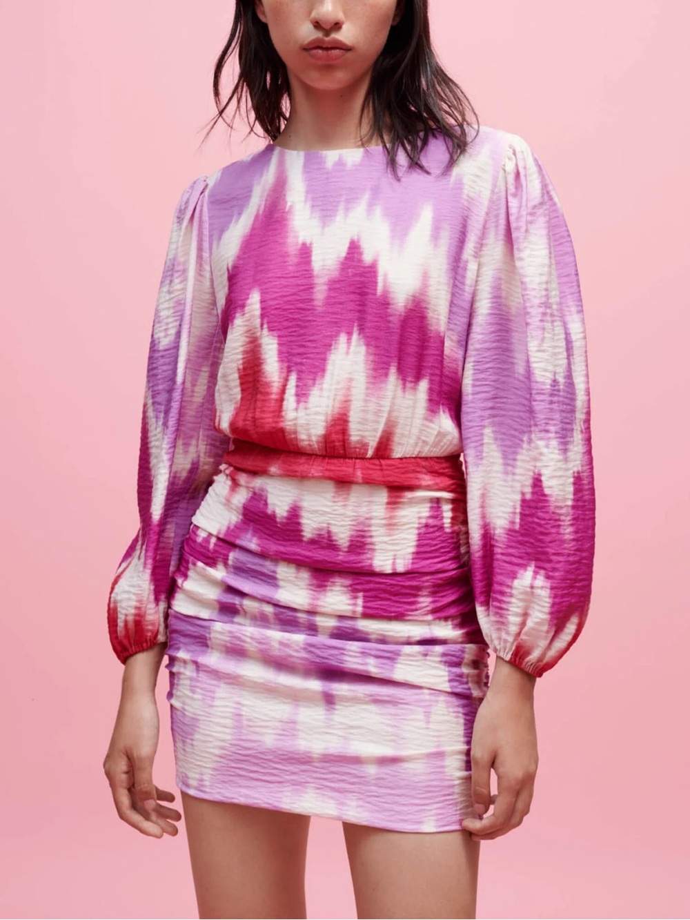 Maje Pink and White Patterned Dress